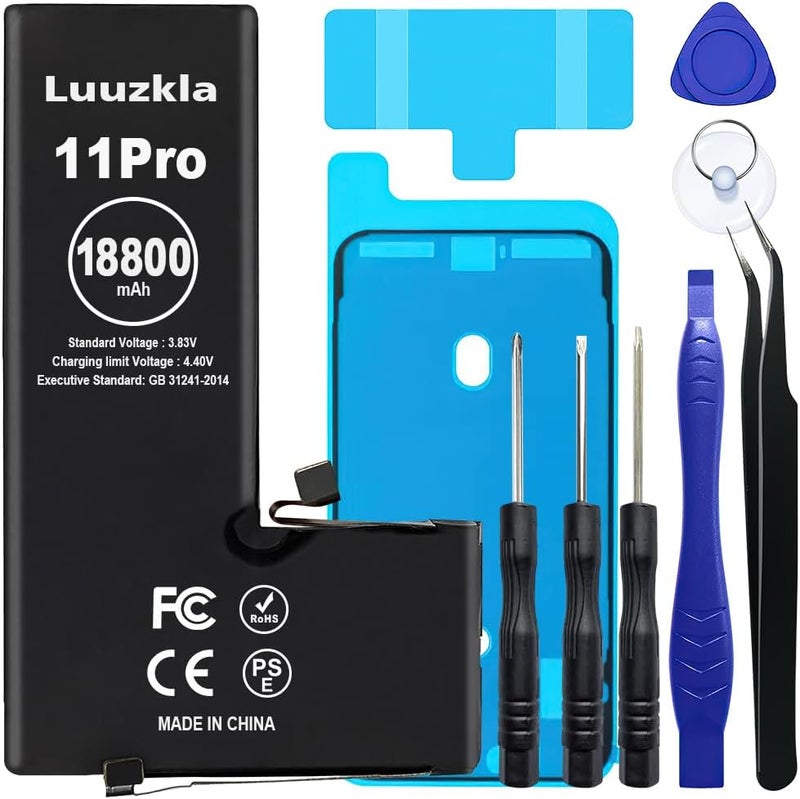 Luuzkla 18800mAh (2025 New Upgrade) Battery Compatible with iPhone 11 PRO, Super Capacity Battery Replacement Compatible with iPhone 11 PRO, with Full Tool Kits-0 Cycle High Capacity-24 Months Service - Image 1